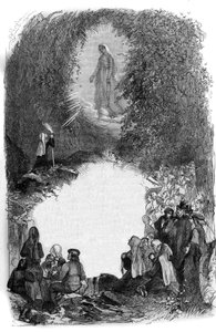 Verschijning van de Maagd Maria aan Bernadette Soubirous (1844-1879) in de grot van Lourdes, Hautes Pyrenees (65) door French School