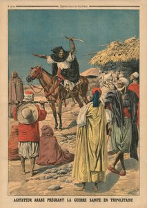 Arabische agitator predikt de Heilige Oorlog in Tripolitania, illustratie uit 