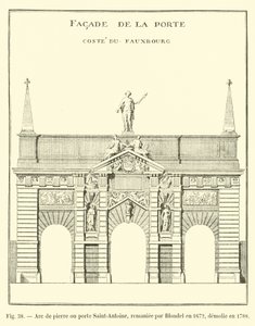 Stenen boog of poort Saint-Antoine, herzien door Blondel in 1672, gesloopt in 1788 door French School