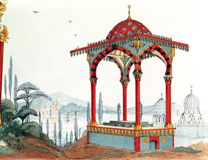 Architecturale schets in Turkije, eind 19e eeuw door French School