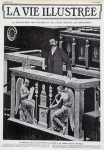 Aristide Briand op de tribune van de Kamer (scheiding van Kerk en Staat) - in 