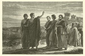 Aristoteles verbannen uit Athene met zijn discipelen door French School