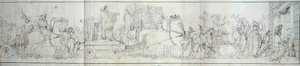 Aankomst in Parijs van objecten veroverd door het Franse leger in Italië. Het plunderen van kunstwerken was het doel van expedities door Dominique Vivant Denon onder bevel van consul Napoleon Bonaparte voor het Musee Napoleon (nu het Louvre Museum) Gravure