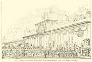 Aankomst van de Keizer en de Keizerin in de tuin van de Tuilerieën, op hun huwelijksdag, 2 april 1810 door French School