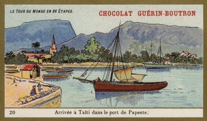 Aankomst in de haven van Papeete, Tahiti door French School