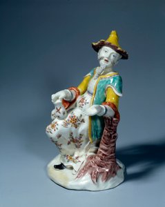 Chinese figuur. Polychroom porseleinen beeld van Saint Cloud
