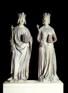 Franse kunst: Standbeelden van koning Karel V en koningin Jeanne de Bourbon door French School