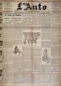 Artikel over de aankomst van de eerste ronde van Frankrijk - in 