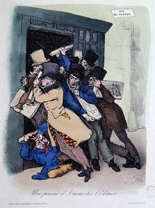 Kunstenaars belegeren de deur van de uitgever, c.1830 door French School
