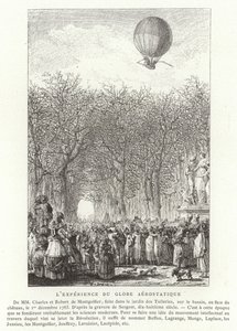 Opstijging van de aerostatische bol van de gebroeders Montgolfier, Parijs, 1 december 1783 door French School