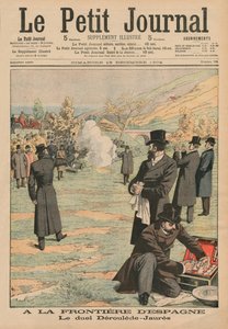 Aan de Spaanse grens, duel tussen Paul Deroulede en Jean Jaures, illustratie uit Le Petit Journal, Supplement illustre, 18 december 1904