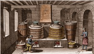 Atelier van een brandewijnstoker - La Grande Encyclopedie, ou Dictionnaire Raisonne des Sciences, des Arts et des Metiers door Denis Diderot en Jean d