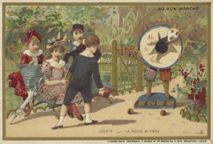 Au Bon Marche-kaarten met kinderspellen