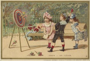 Au Bon Marche-kaarten met kinderspellen door French School