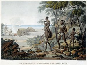Australische Aboriginal familie op reis