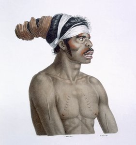 Australische Aborigine, een man genaamd Cour-rou-bari-gal, uit Nieuw-Holland, 1812 door French School