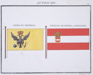 Oostenrijkse vlaggen, uit een Frans vlaggenboek, c.1819 door French School