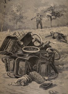 Auto-ongeluk, illustratie uit Le Petit Journal: Supplement illustre, 1898 door French School
