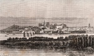 Avignon in de Vaucluse - gravure in 