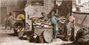 Bakkerij - Een bakkerij - La Grande Encyclopedie, ou Dictionnaire Raisonne des Sciences, des Arts et des Metiers door Denis Diderot en Jean d