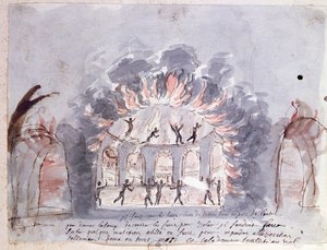 Balletscène, met afbeelding van de Furiën, eind 17e eeuw door French School