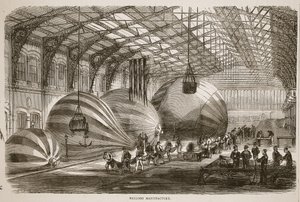 Ballonfabriek, illustratie uit Cassells Geschiedenis van de Oorlog tussen Frankrijk en Duitsland, 1870-1871 door French School