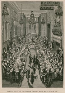 Banket gegeven bij de Spaanse Ambassade, Parijs; naar Scotin, 1707 door French School