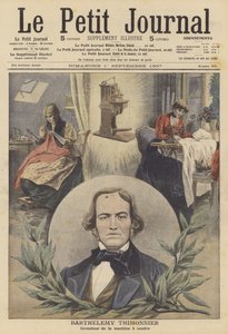 Barthelemy Thimonnier, Franse uitvinder van de naaimachine (kleurenlitho)