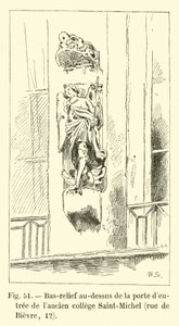 Bas-reliëf boven de ingang van het oude college Saint-Michel, rue de Bievre, 12 door French School