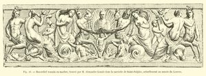 Romeins marmeren bas-reliëf, gevonden door M. Alexandre Lenoir in de sacristie van Saint-Sulpice, momenteel in het Louvre door French School
