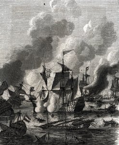 Slag bij Lagos was een zeeslag tijdens de Negenjarige Oorlog op 27 juni 1693 (gravure) door French School