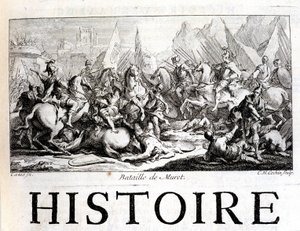 Slag bij Muret op 12 september 1213 - in "Histoire générale de Languedoc" door Joseph Vaissete, Parijs door French School