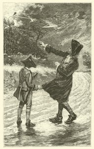 Benjamin Franklin vliegt zijn vlieger (gravure) door French School