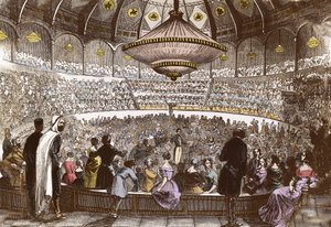 Berlioz dirigeert zijn concert op 19 januari 1845 in Cirque Olympique in Parijs - Hector Berlioz (1803-1869), in de zaal van het Olympisch Circus van de Champs Elysées in Parijs door French School