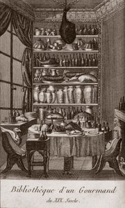 Bibliotheek van een fijnproever uit de 19e eeuw - gravure in 