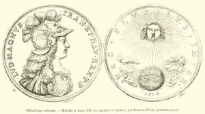 Bibliotheque nationale, Medaille de Louis XIV, en argent et en bronze door French School