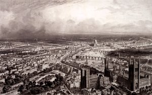 Vogelvlucht van Londen, ca.1840-55 door French School