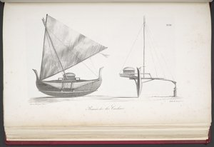 Boot van de Caroline-eilanden, uit Voyage pittoresque autour du monde, met portretten van wilden uit Amerika, Azië, Afrika en de eilanden van de grote Oceaan; landschappen, zeegezichten en verschillende objecten van natuurlijke historie; vergezeld van besc