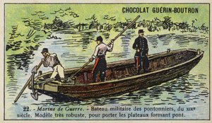 Boot van Franse militaire bruggenbouwers door French School