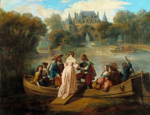Boottocht op het meer van het kasteel door French School