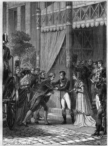 Bonaparte en Josephine de Beauharnais ontvangen de jonge koning van Etrurië, Louis I, vergezeld door zijn vrouw, Marie Louise van Bourbon, in hun huis in Malmaison in juli 180