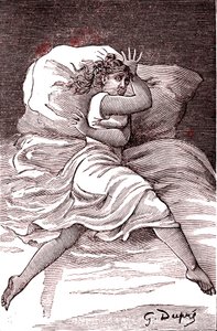 Grenzend aan hysterie. 1887 (gravure) door French School