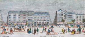 Boulevard Montmartre zuidkant en boulevard des Italians zuidkant - Rue Vivienne - Maison Frascati - Rue Richelieu - café Cardinal - Gravure in "Tableau-de-Paris" door Edmond Texier 1852 door French School