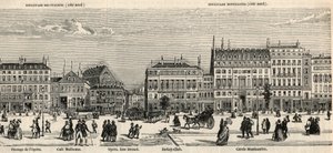 Boulevard des Italiens en boulevard Montmartre - Cafe Mulhouse - Cercle Montmartre - Jockey club - Gravure in 