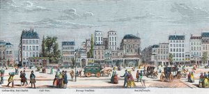 Boulevard du Temple zuidzijde - Rue Charlot - Café Turk - Passage Vendome - Rue du Temple - Gravure in 