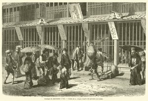 Apothekerswinkel in Yedo (gravure) door French School