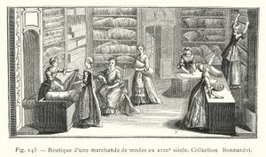 Winkel van een modehandelaar in de 18e eeuw, collectie Bonnardot