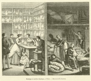 Winkel en achterwinkel in Parijs door French School
