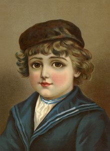 Jongen, met grote bruine ogen, in matrozenpak