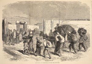 Groenten uit de buitenwijken halen, illustratie uit Cassells Geschiedenis van de Oorlog tussen Frankrijk en Duitsland, 1870-1871